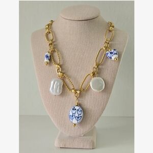 Blue & White Tulip Charm Necklace